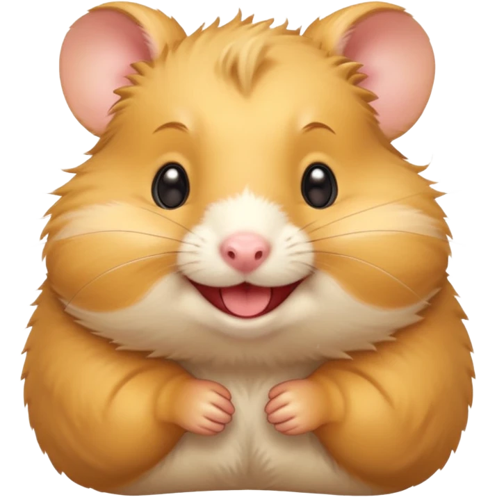 Yellow hamster, smiling, energetic pose
 emoji