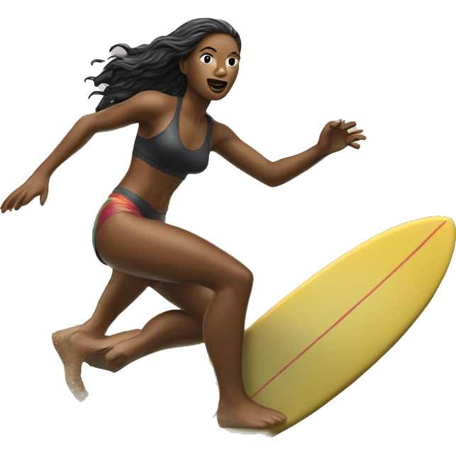 Surfer girl chasing emoji