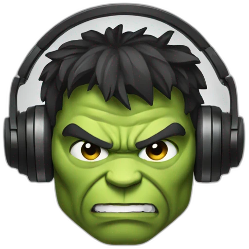 hulk with headphone emoji