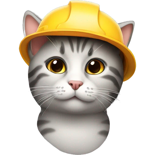 Cat wearing hard hat emoji