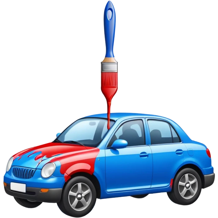 car with a paintbrush or paint drop emoji