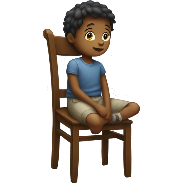 child standing up next to chair emoji