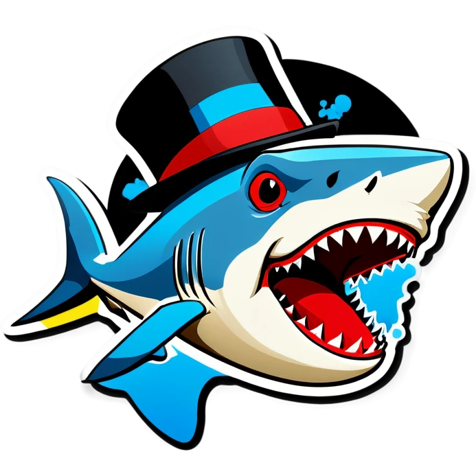 Shark with a top hat emoji