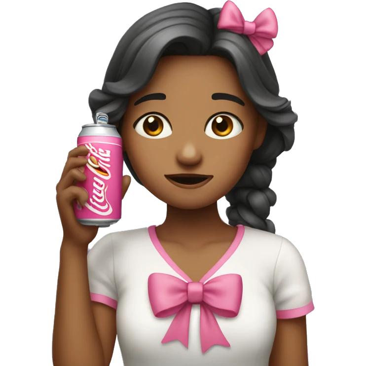 girl crying with a pink bow and holding a soda  emoji