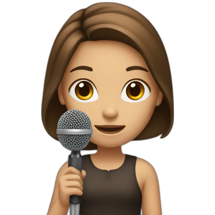 girl with microphone and brown hair emoji