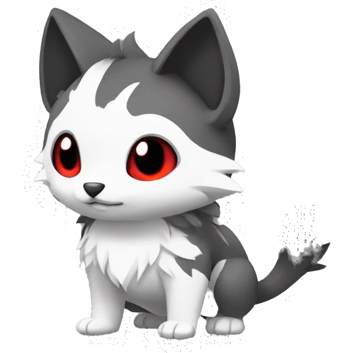 Cute cool black red white grey animal hybrid Fakemon full body emoji