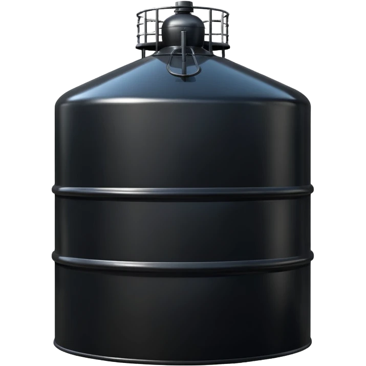 generate a beautiful big black oil storage tank. realistic and cinematic. glossy. 4 different options emoji