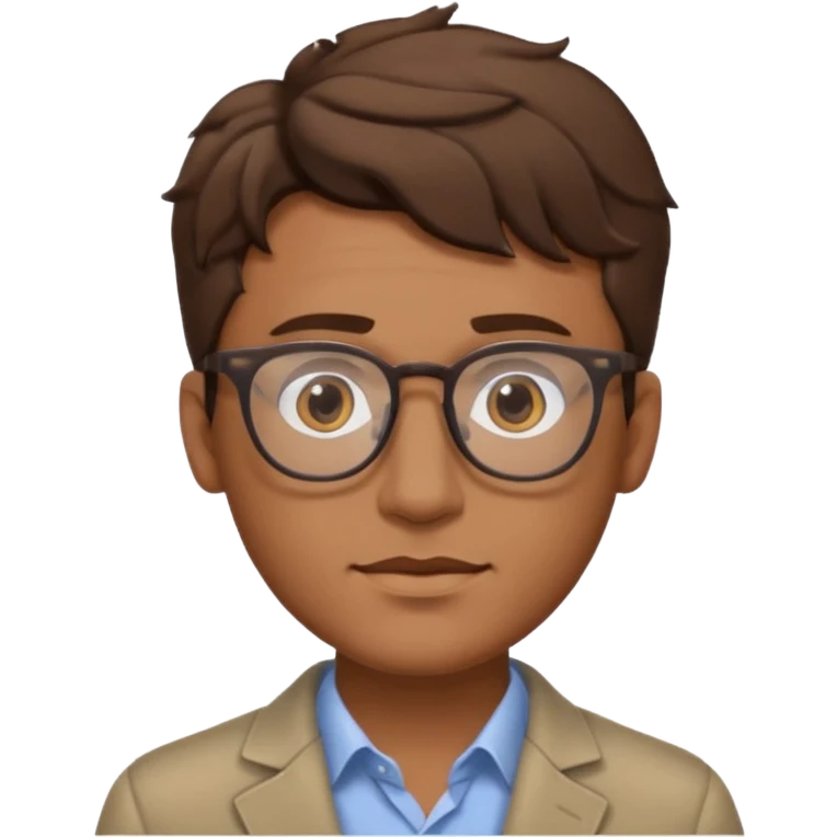 Could you draw me a man with wavy hair, low fade style, glasses, brown eyes, sharp facial features, and a masculine look? emoji