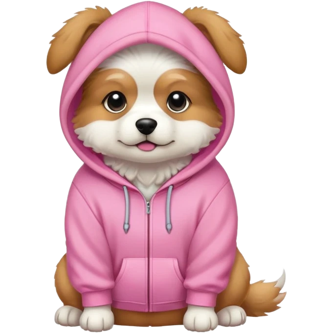Dog wearing a hoodie pink  emoji