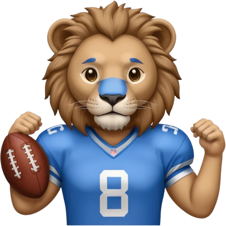 blue color lion wearing american football jersey emoji