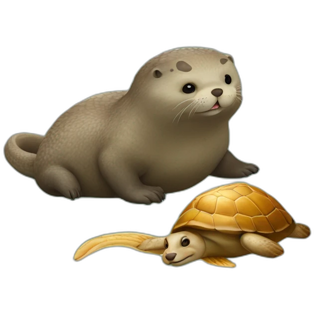 Loutre sur une tortue et un serpent qui mange un lapin emoji