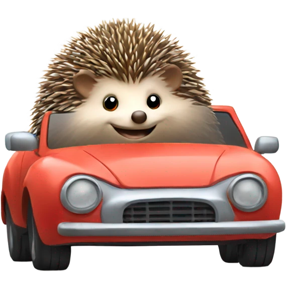 Hedgehog driving a car emoji