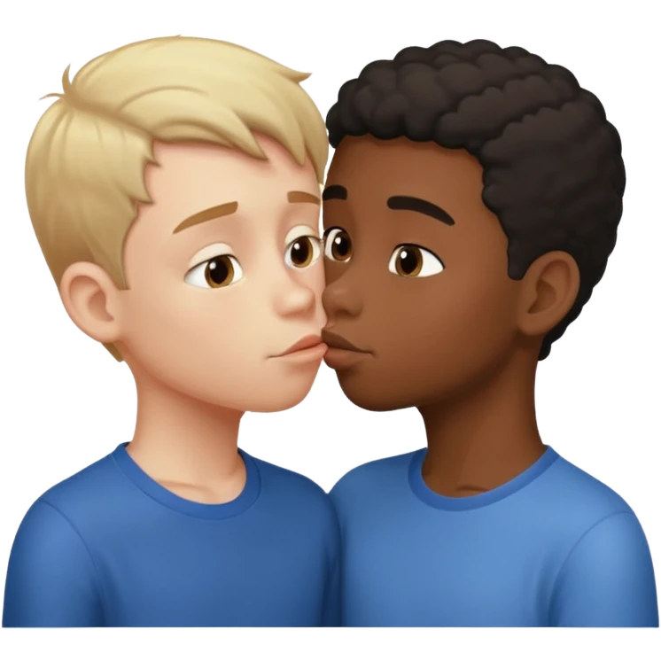 Black boy and white boy kissing emoji