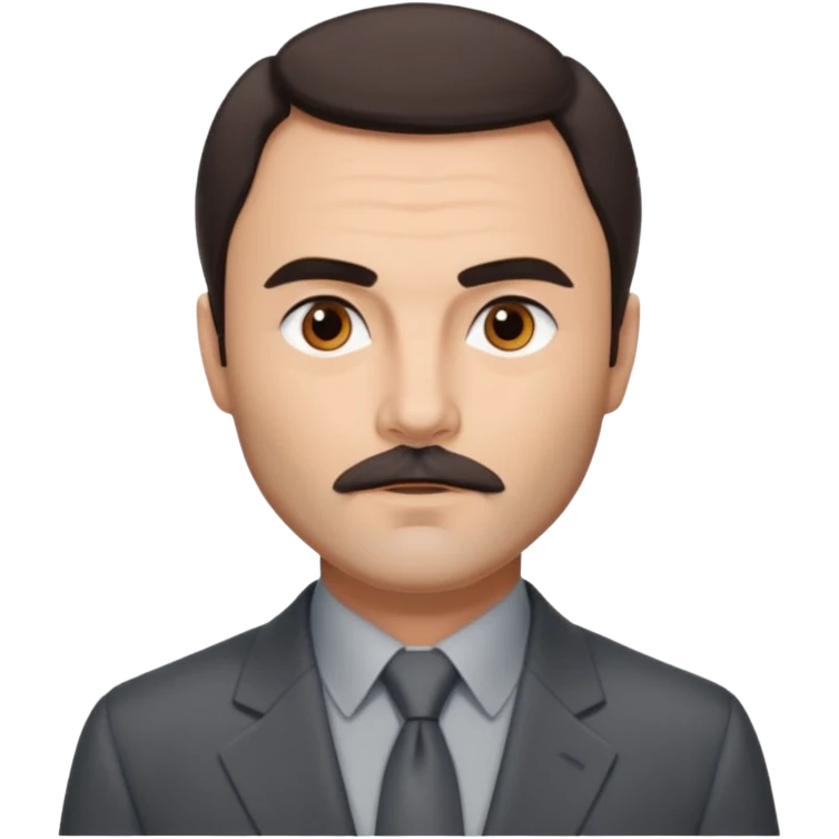 John Saxon with dark brown hair and short mustache, dark grey suit emoji