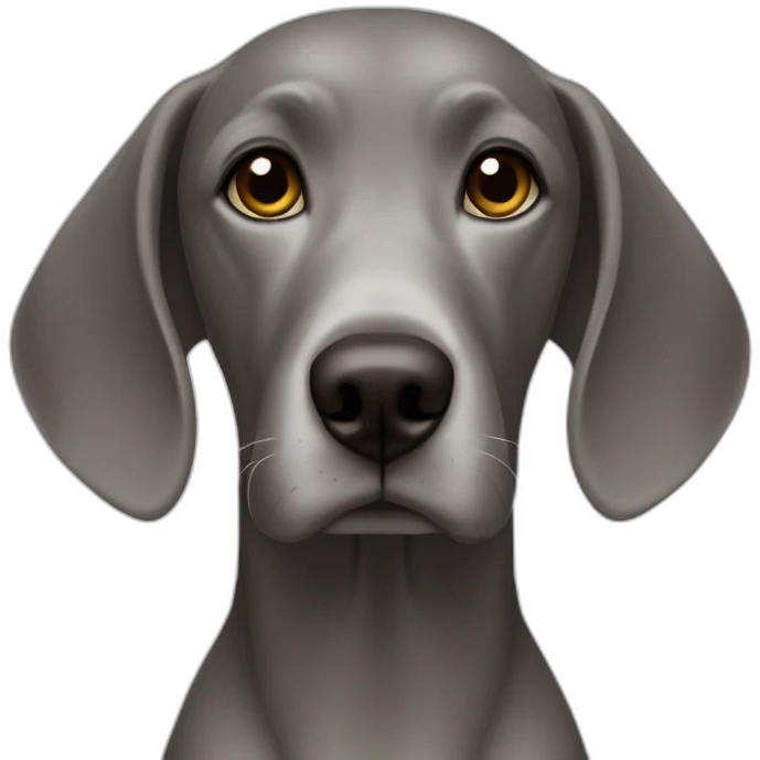 weimarauner dog from the side with eyes that are blue emoji