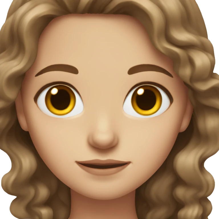 white girl with wavy brown hair and brown eyes emoji