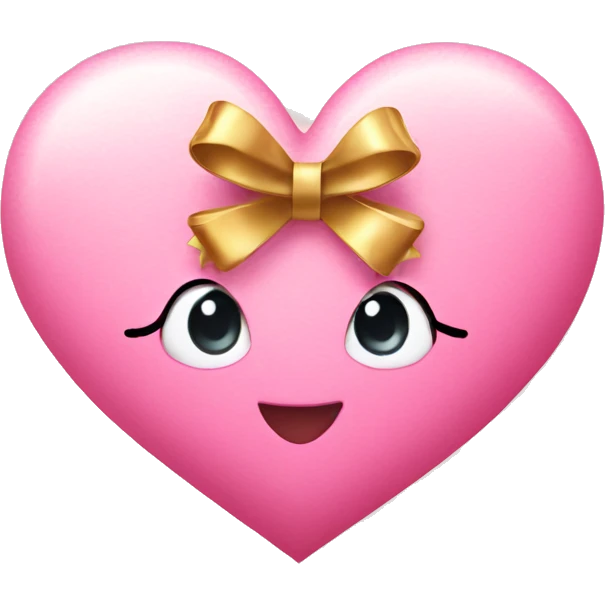 cute pink heart with gold bow emoji
