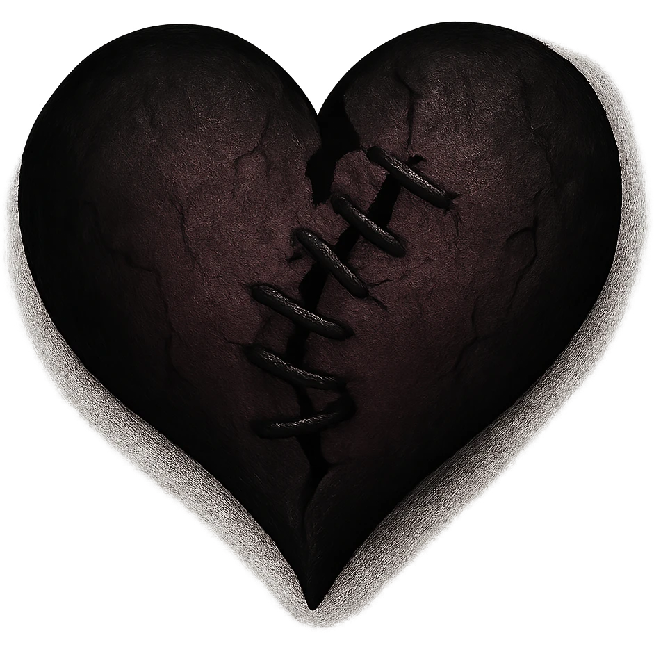 emo object, broken heart with stitches emoji