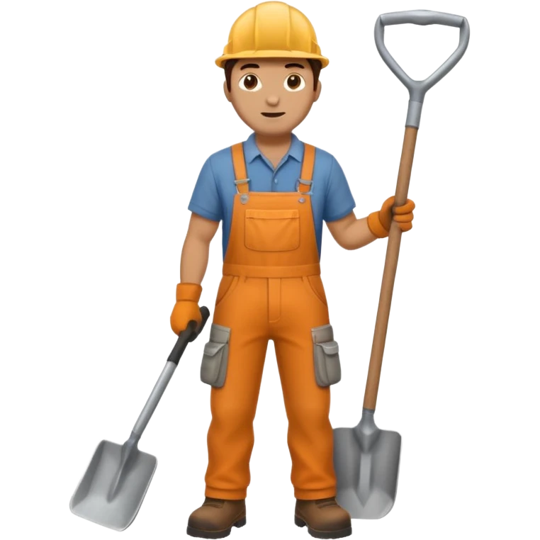 Landscaping company worker, shoveling, full body emoji