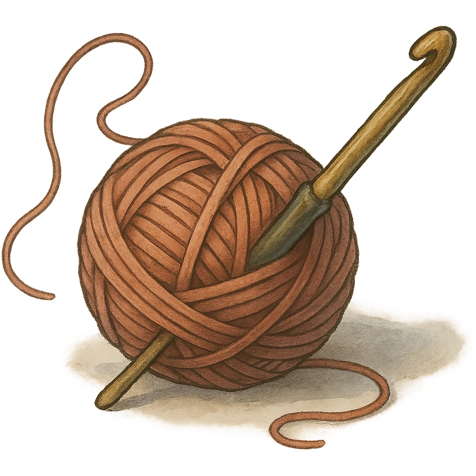 crochet yarn ball with hook emoji