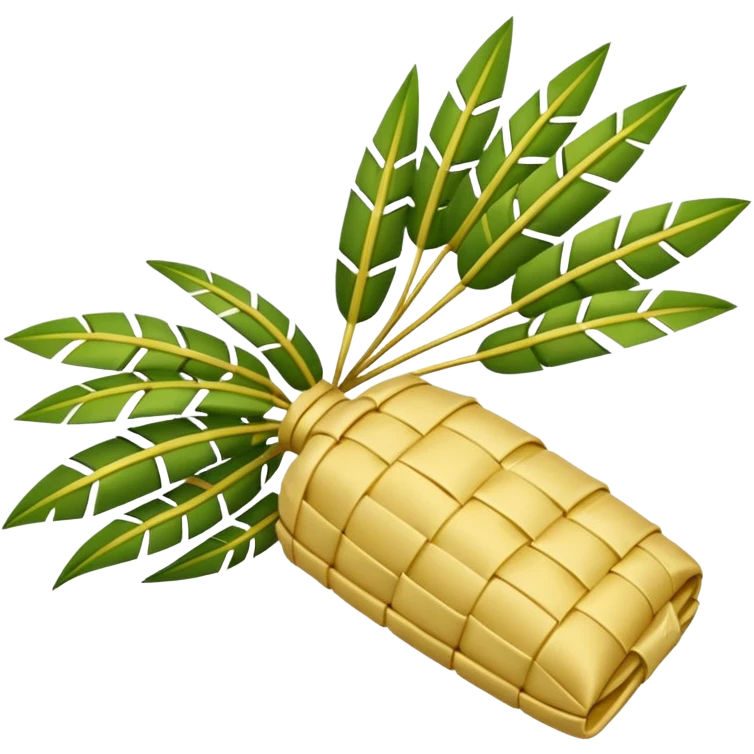 ketupat, traditional Indonesian rice cake wrapped in woven palm leaves emoji