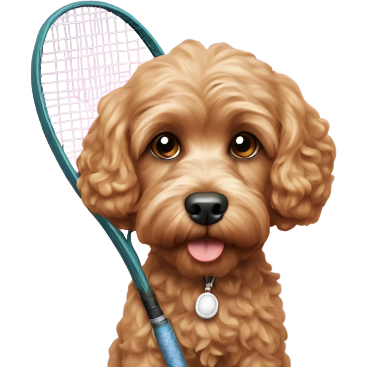 Cavapoo with a tennis racket  emoji