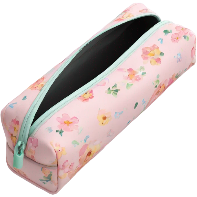 Pencil case light pink with flowers  emoji