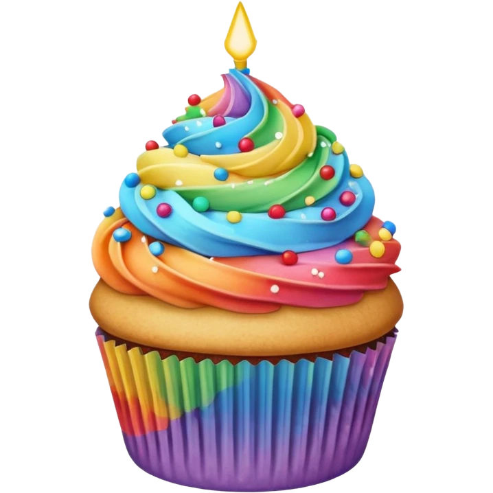 Rainbow starry cupcake emoji