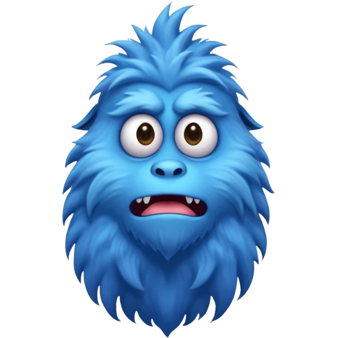A skinny and lanky tall blue furry monster with a slightly triangular head put the top having a small curve going inward  emoji