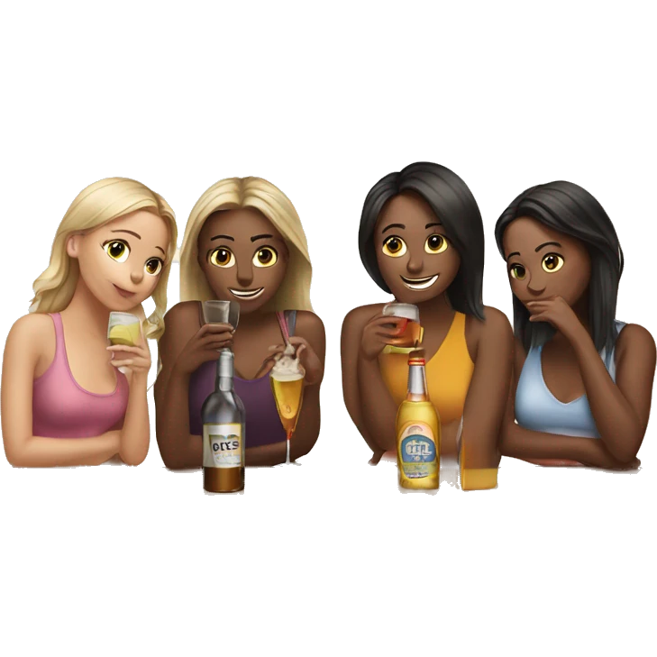 Four girlfriends are drinking alcohol emoji