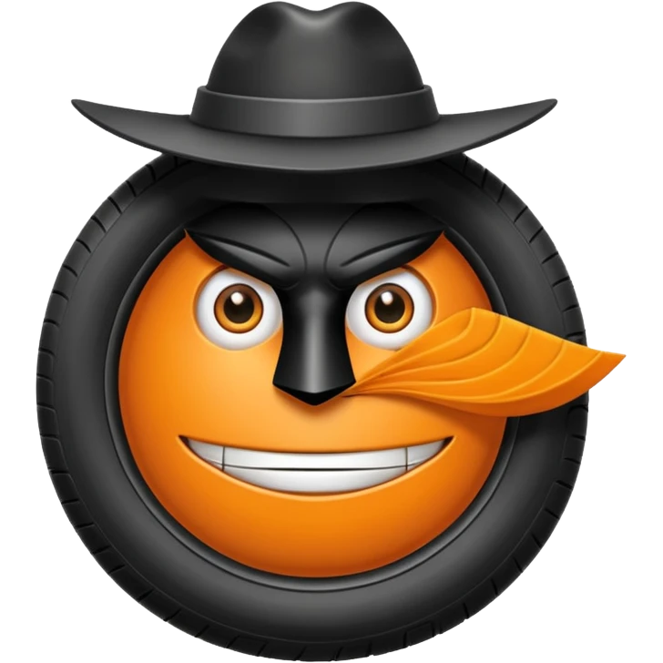 zorro naranja con una llanta emoji
