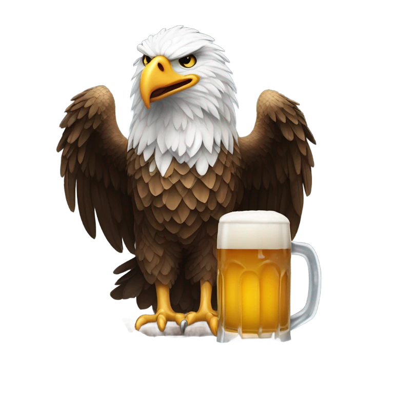 Eagle drinking beer emoji
