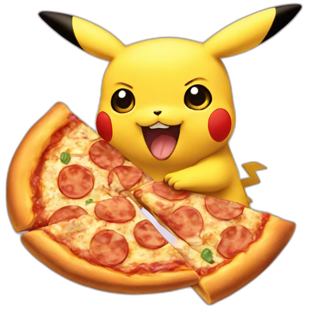 Pikachu eating pizza emoji