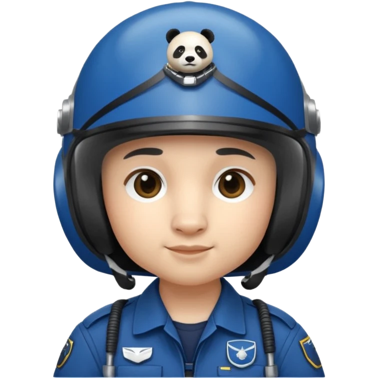 panda pilot blue uniform emoji