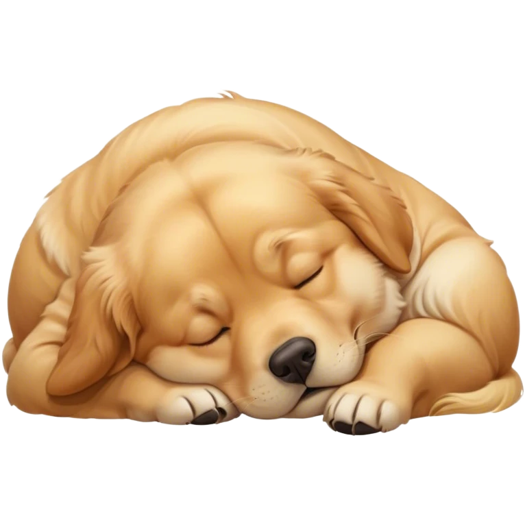 Cinematic Meme-Worthy Chubby Sleeping Golden Retriever Portrait Emoji, Head resting peacefully with a contented smile, showcasing a delightfully chubby build and a luxuriously soft golden coat, eyes shut in a serene nap, Simplified yet hilariously adorable features, highly detailed, glowing with a soft, drowsy light, high shine, relaxed and utterly lovable, stylized with an air of playful laziness, bright and heartwarming, soft glowing outline, capturing the essence of a comically sleepy companion, so meme-worthy it feels like it could instantly become the next viral sensation of adorable slumber! emoji