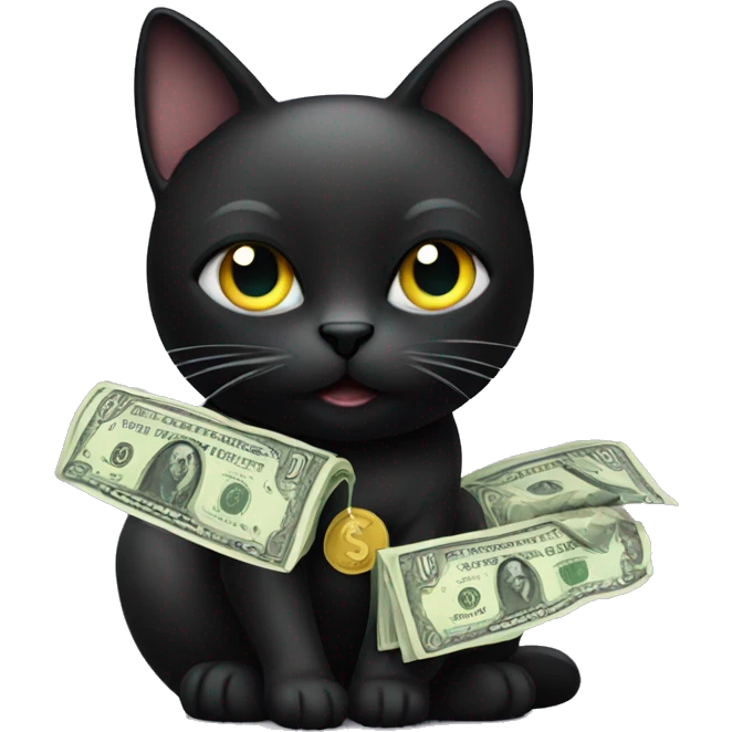 black cat with money emoji