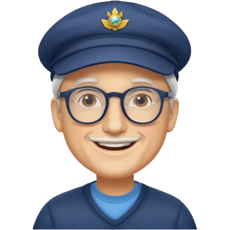 SEÑOR BLANCO CON GAFAS Y GORRA SONRIENDO emoji