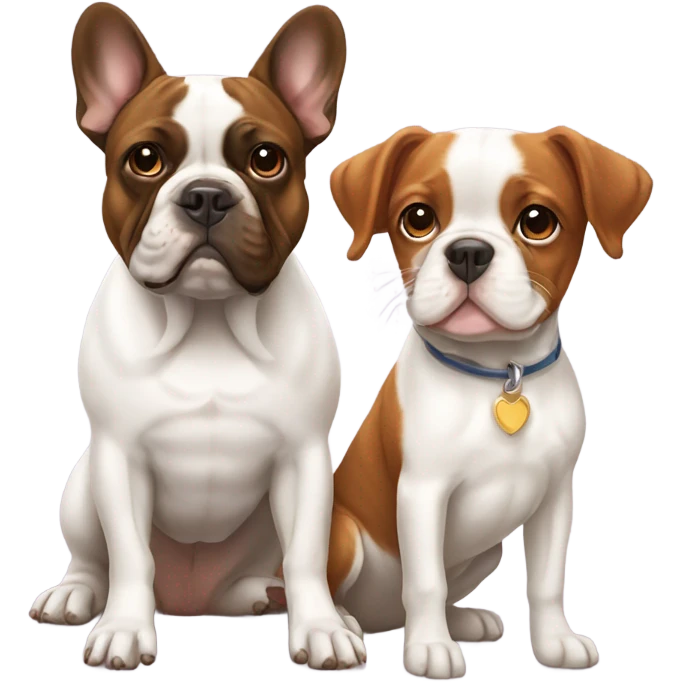French bulldog and Brittany spaniel sitting side by side  emoji
