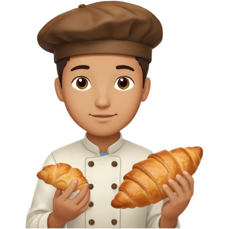 Young male baker – holding a croissant

 emoji