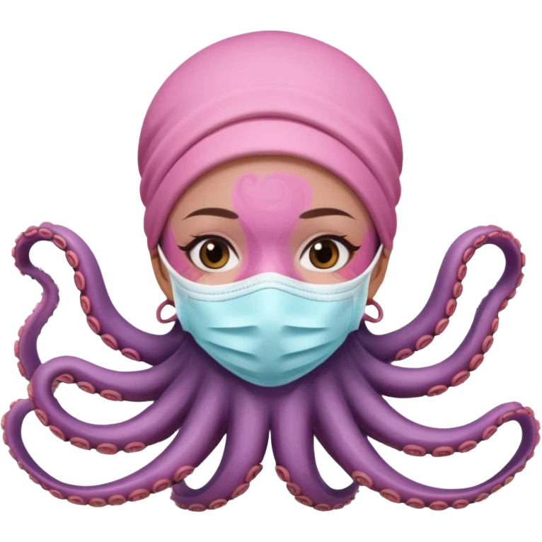pink octopus girl face mask emoji