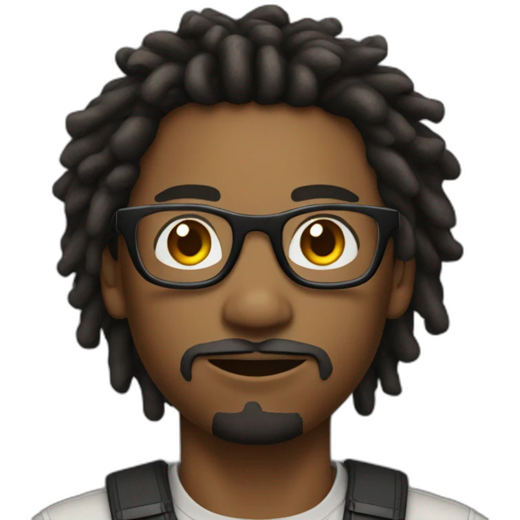 Young Black male film Photographer with glasses small mustache and goatee with dreadlocks emoji