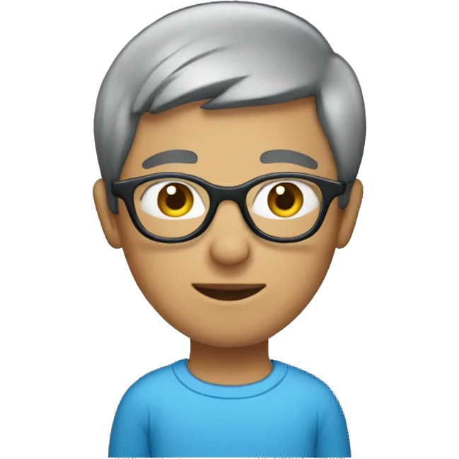 person with blue bob haircut and glasses emoji