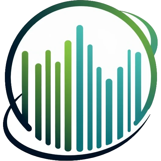 Clean minimalistic logo on 3:2 ratio canvas with circular motif. Inside circle: barcode transitioning into globe. Soft gradients of green and blue suggesting sustainability and trust. Sleek, professional, contemporary style focused on simplicity. emoji