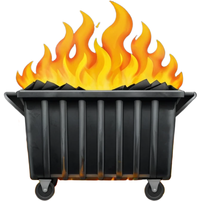 Dumpster fire no wheels emoji