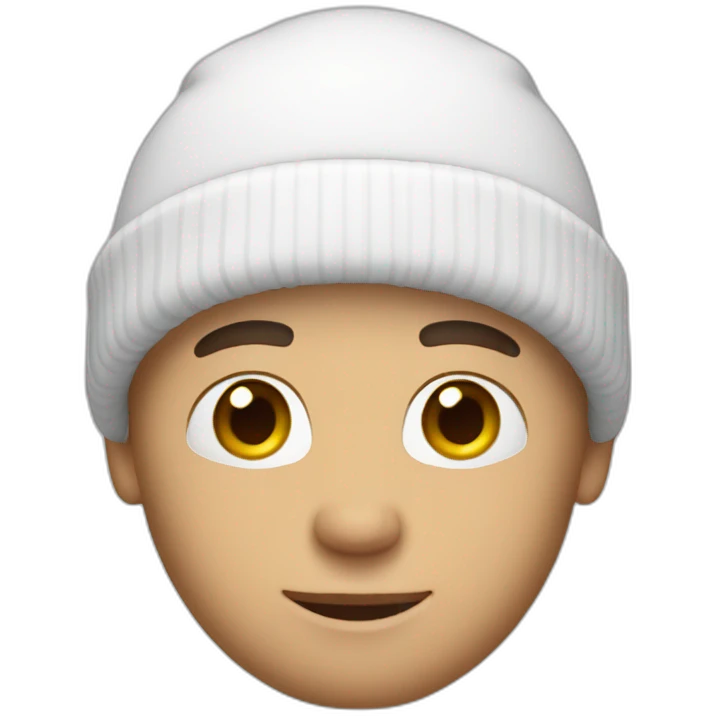 white male, wearing a white beanie showing how full he is emoji