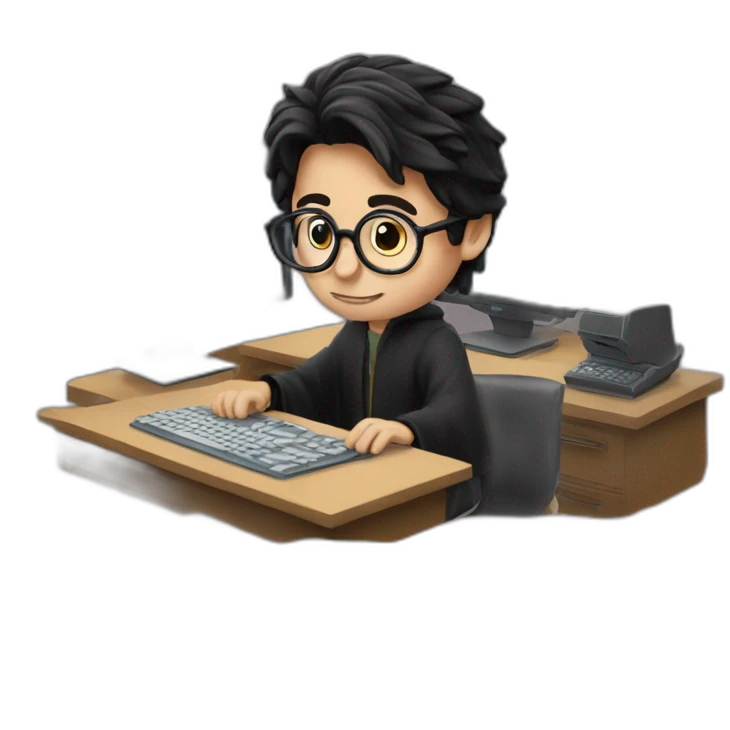 harry potter working on computer emoji