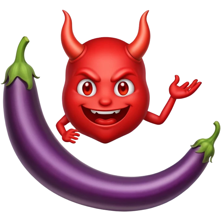 Devil emoji with long eggplant emoji
