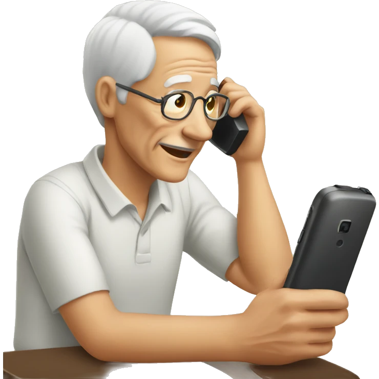 elderly man on phone emoji