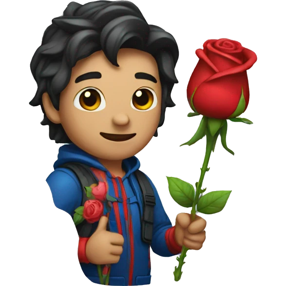 Spiderman with a rose in the hand emoji