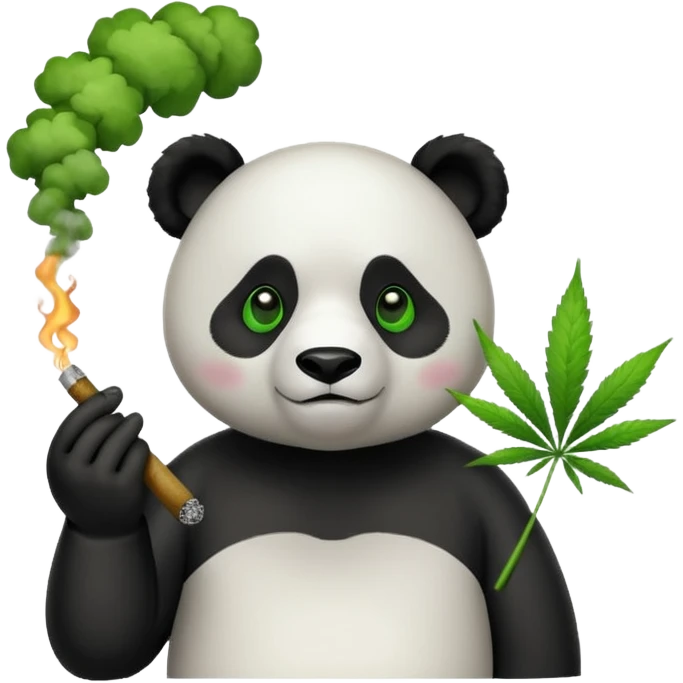 Panda smoke hash and marihuanna emoji